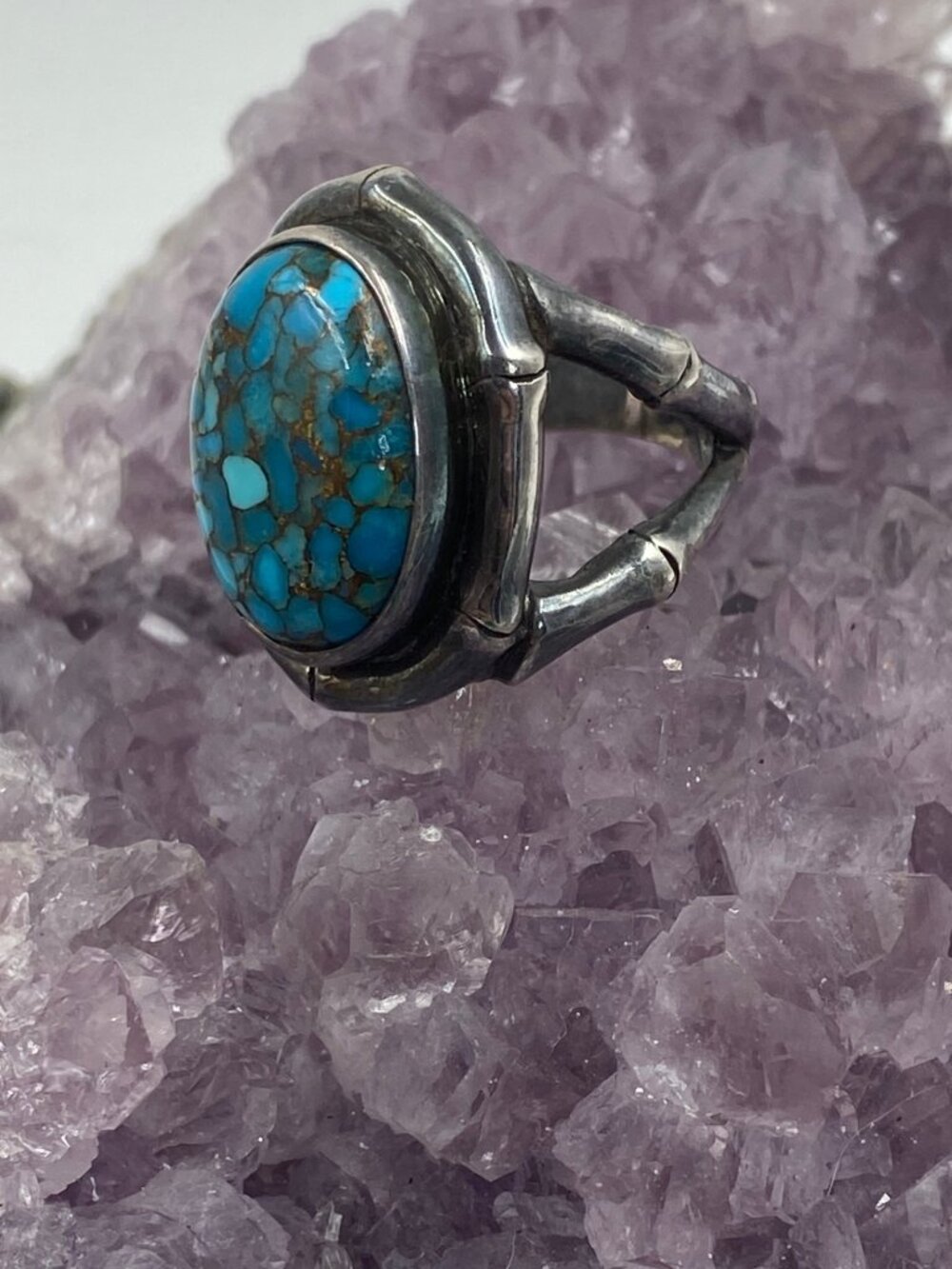 Unbranded Vintage Sterling Silver Turquoise Caboc…